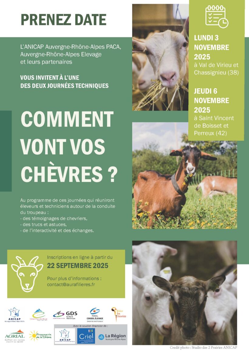 3 et 6 novembre 2025 : Journées techniques “Comment vont vos chèvres ?”